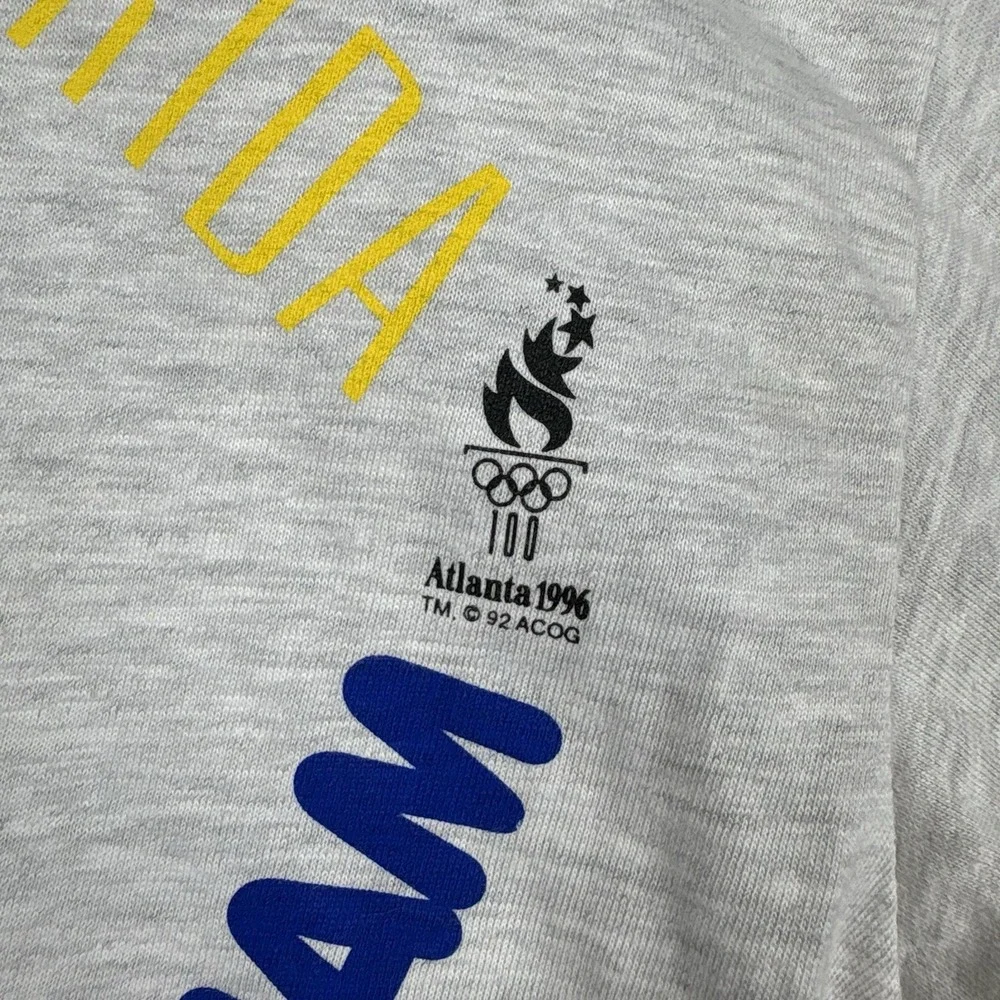 Vintage 1996 Olympics Soccer Shirt Men's XL Heather Gray Long Sleeve Hanes Beefy